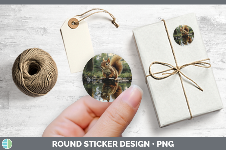 Lake Woodland Squirrel Stickers | Round Labels Designs