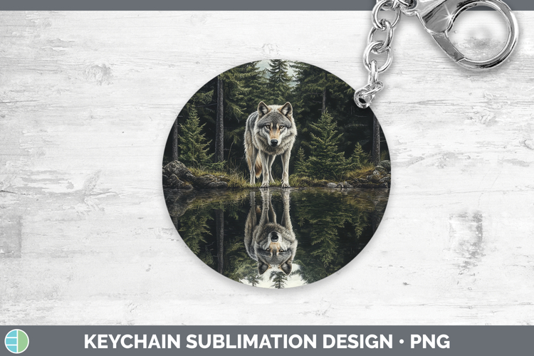 Lake Woodland Wolf Keychain Sublimation Keyring Designs
