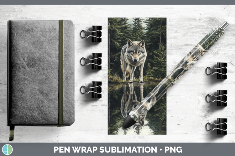 Lake Woodland Wolf Pen Wrap Sublimation Pen Designs