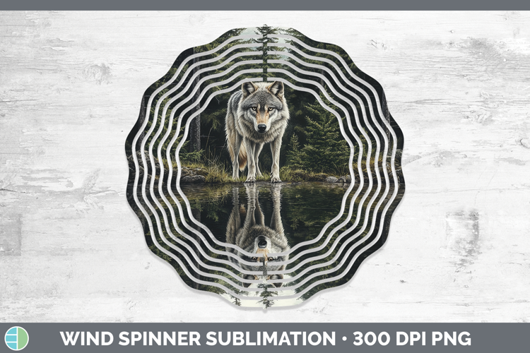 Lake Woodland Wolf Wind Spinner Sublimation Spinner Designs