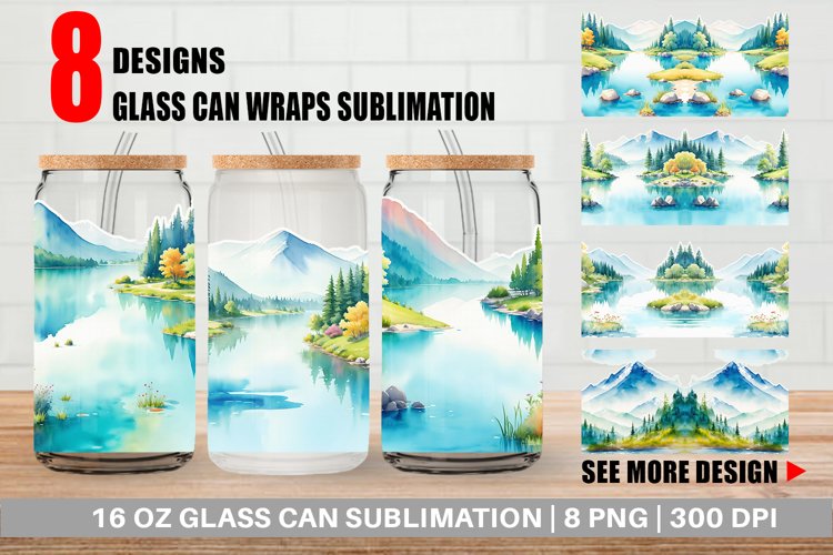 Lakes and Ponds Landscape Glass Can Wraps example image 1