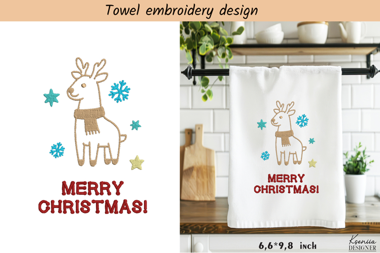 Cute Lama|Christmas Embroidery Towel Design