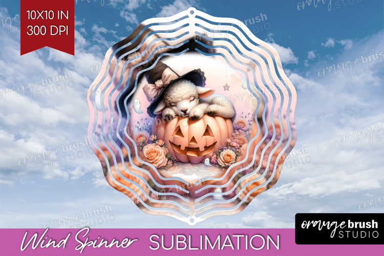 Lamb Halloween Wind Spinner Sublimation PNG Coquette Round