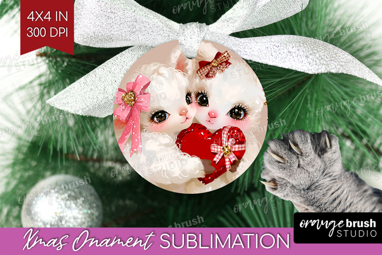 Lamb Valentine Ornament PNG Cute Valentines Day PNG