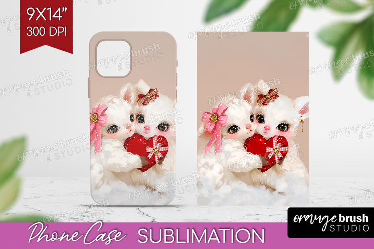 Lamb Valentine Phone Case PNG Cute Valentines Day Case PNG