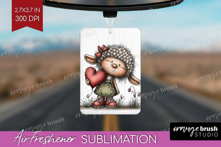 Lamb Valentine Air Freshener PNG Whimsical Animal PNG