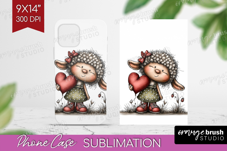 Lamb Valentine Phone Case PNG Whimsical Animal Case PNG