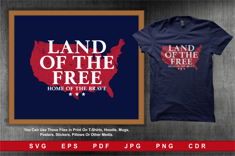 LAND OF THE FREE Home Of The Brave The Red USA Map