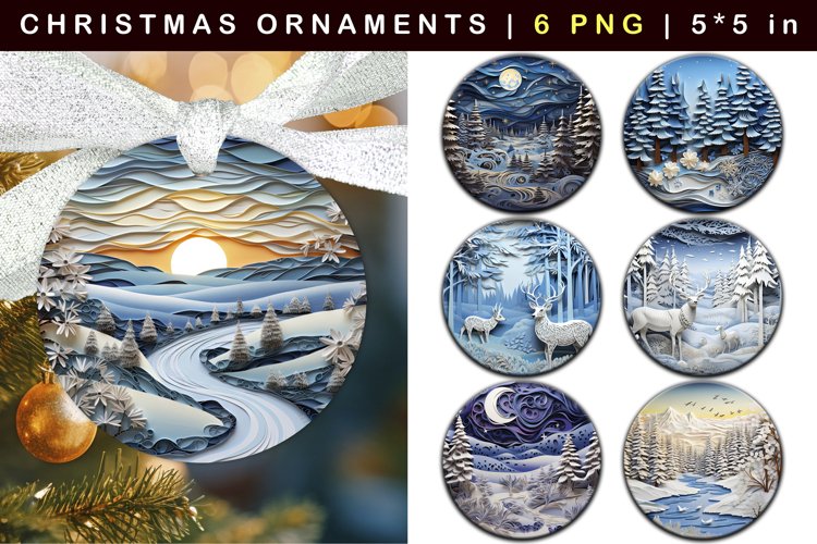 Christmas Ornament Winter Landscape Sublimation example image 1