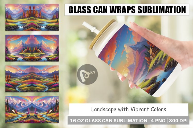 Glass Can Wraps Vibrant Landscape example image 1