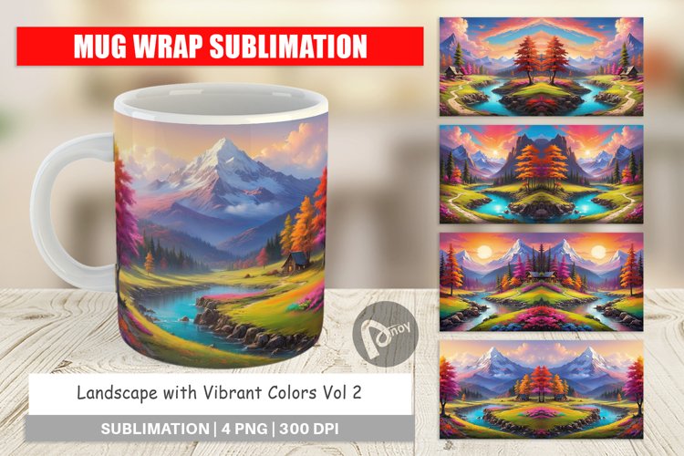 Mug Wrap Design Vibrant Landscape