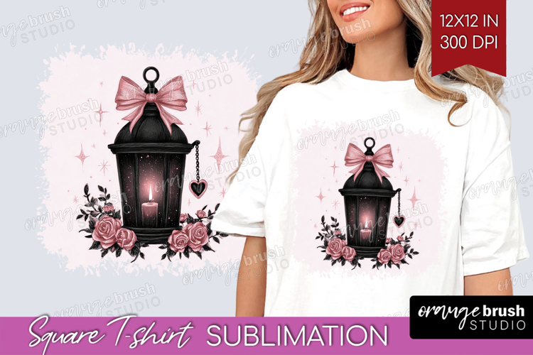 Lantern Cute Square Tshirt Background Pink Halloween PNG