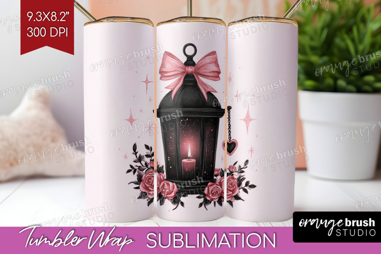Lantern Cute Tumbler Wrap Pink Halloween Tumbler PNG