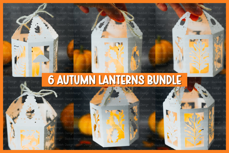 6 Autumn lantern SVG I Fall candle Paper cut SVG