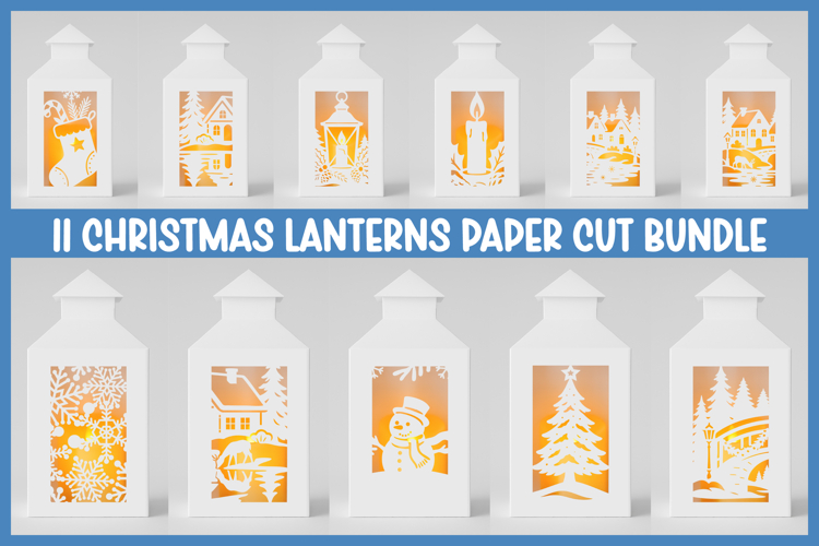 11 Christmas lanterns SVG I Christmas paper cut SVG