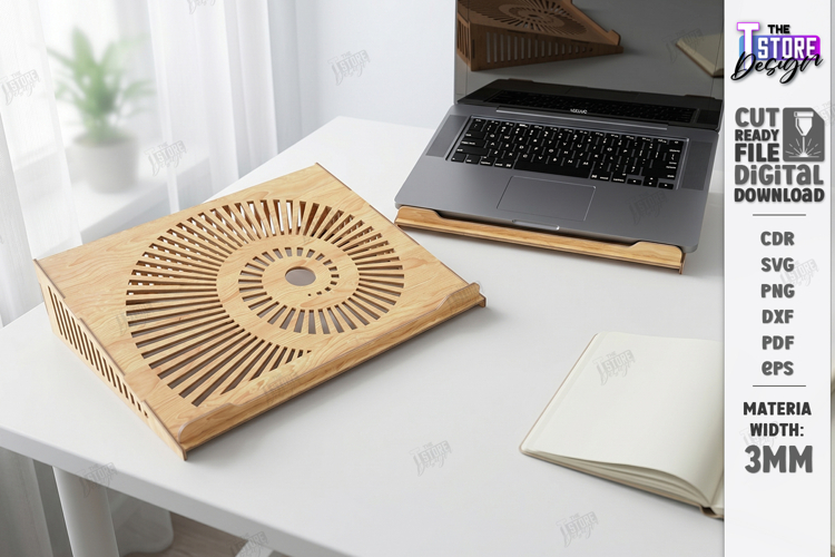 Laptop Stand Laser Cut | Notebook Holder | Office Decor |CNC example image 1