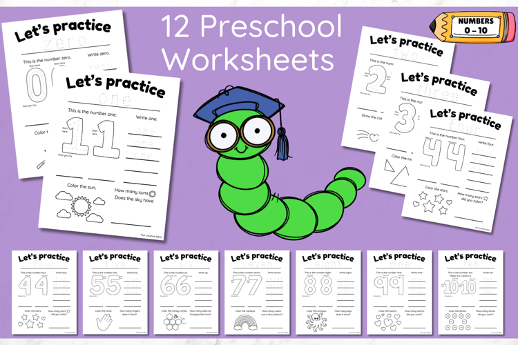 Learn Numbers Printables - Preschool Practice sheets