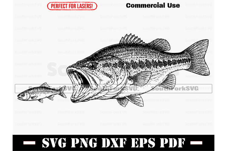 Largemouth Bass SVG PNG DXF EPS PDF example image 1