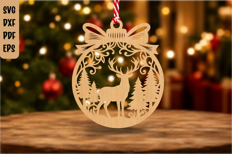 Deer Christmas Ornament SVG Laser Cut File