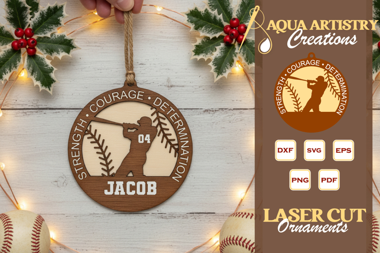 Baseball Player Ornament Laser Cut File