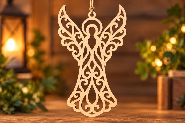 Laser Cut Christmas Angel Ornament example image 1