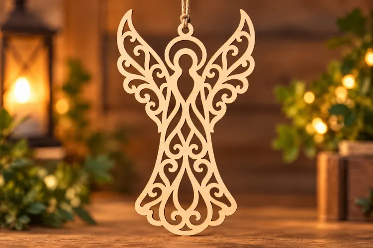 Laser Cut Christmas Angel Ornament
