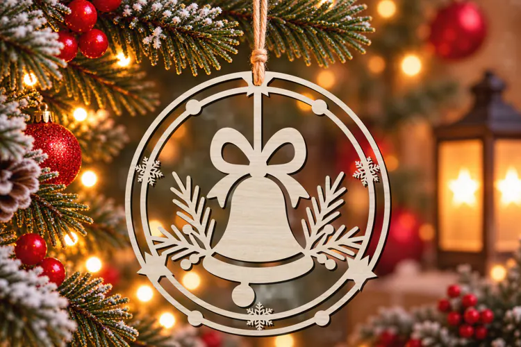 Laser Cut Christmas Bell Ornament SVG