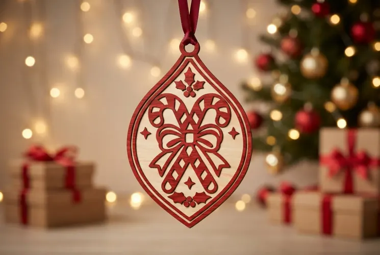 Laser Cut Christmas Candy Cane Ornament SVG