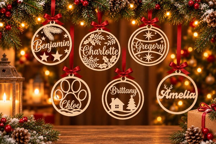 Laser Cut Christmas Ornament SVG example image 1