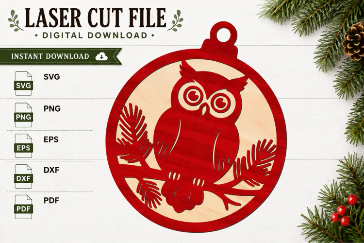Laser Cut Christmas Owl Ornament