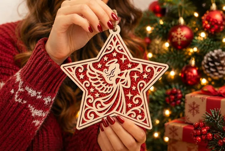 Laser Cut Dove Star Christmas Ornament SVG