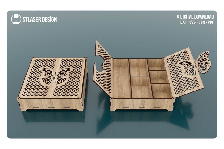 Decorative Laser Cut Wooden Box With Lid, Cut File