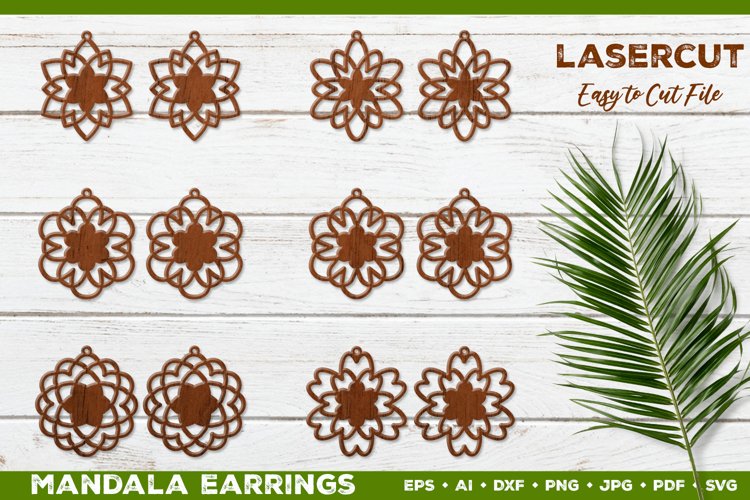 Laser Cut Floral Mandala Earrings SVG. Flower Earrings