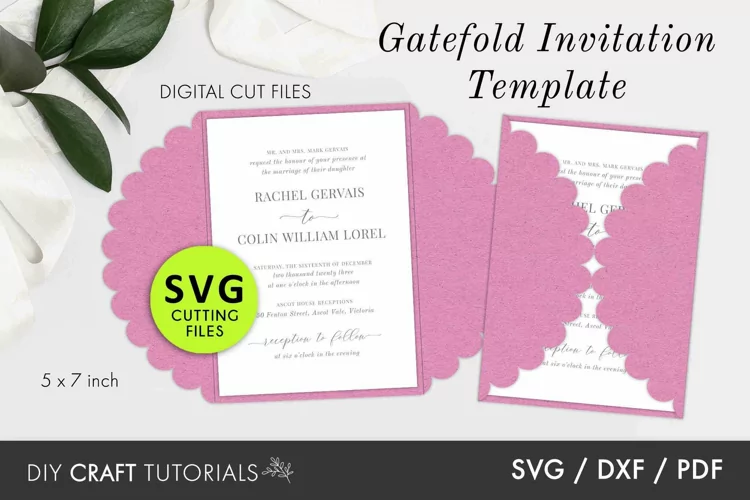 Gatefold Laser Cut Wedding Invitation Templates - Scalloped