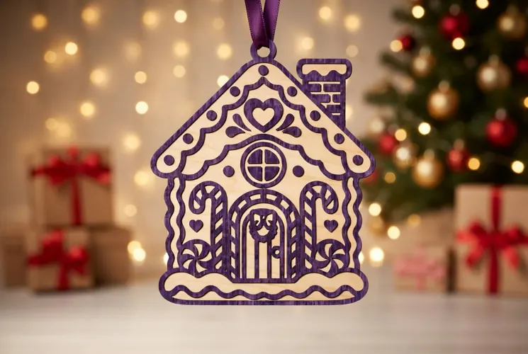 Laser Cut Gingerbread House Ornament SVG