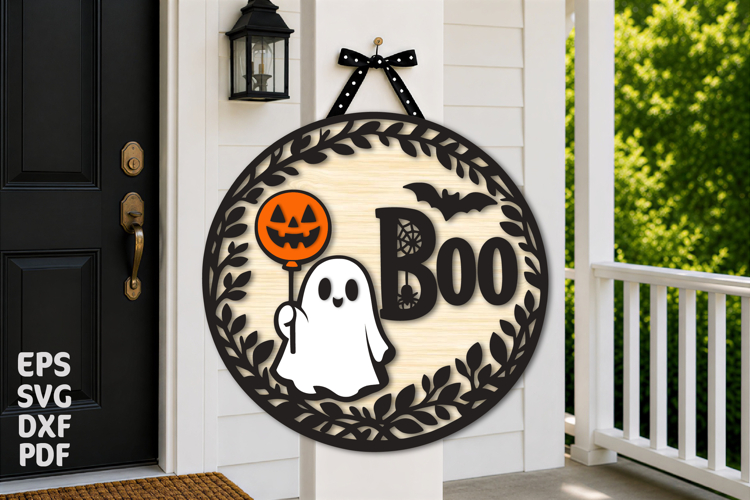 Laser Cut Halloween Boo Door Hanger SVG
