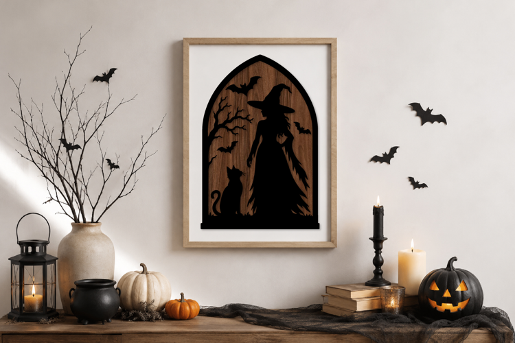 Laser Cut Halloween Witch Wall Art SVG