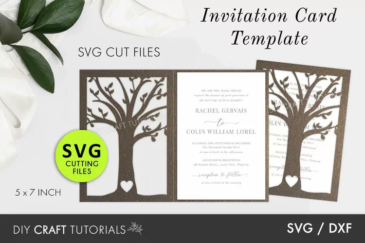 Tree Laser Cut Wedding Invitation Template with cards