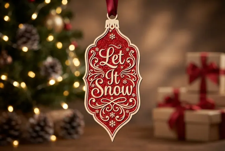 Laser Cut Let It Snow Christmas Ornament SVG