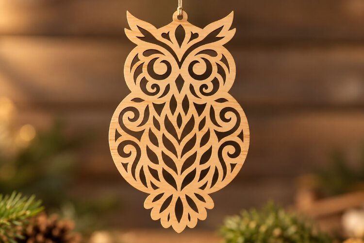Laser Cut Owl Ornament SVG example image 1