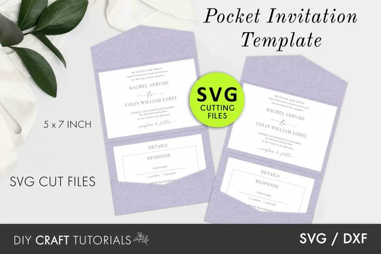 Laser Cut Tri Fold Pocket Wedding Invitation - Landscape