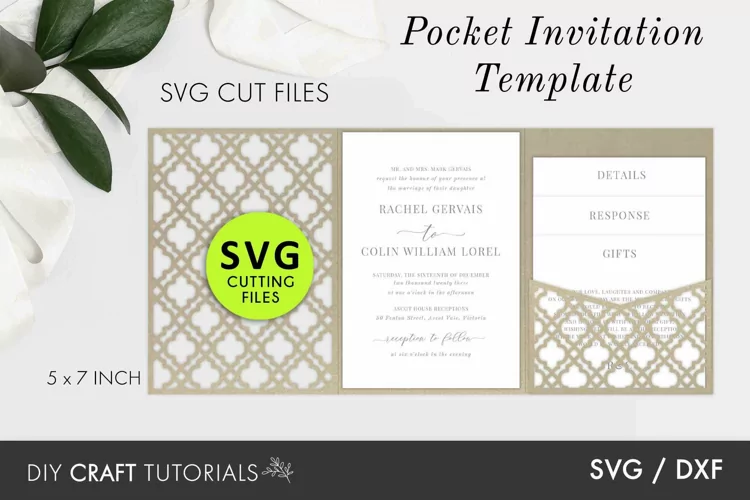 Tri Fold Pocket Wedding Invitation with insert cards
