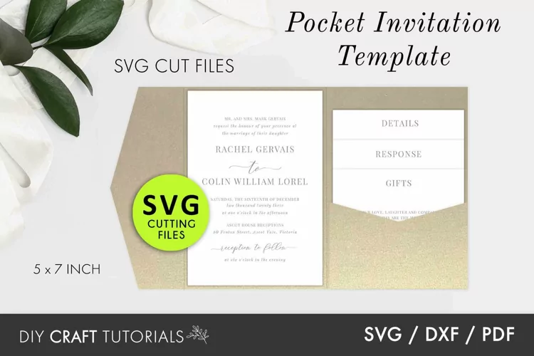 Laser Cut Tri Fold Pocket Wedding Invitation with inserts