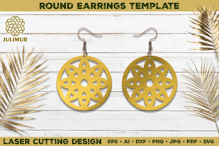 Laser Cutting Round Earrings Digital Template
