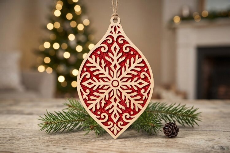 Laser Cut Snowflake Christmas Ornament SVG example image 1