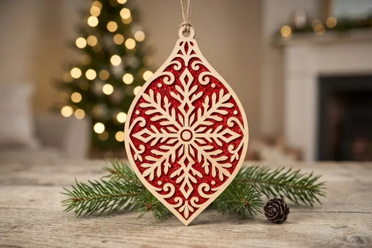 Laser Cut Snowflake Christmas Ornament SVG