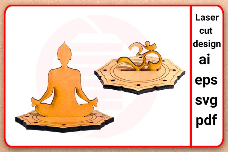 Laser cut SVG Buddha incense holder design template example image 1