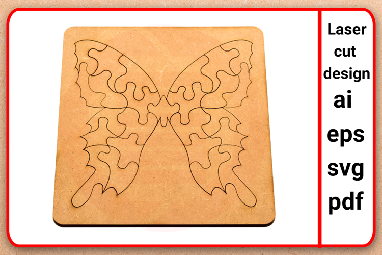 Laser cut Butterfly puzzle SVG diy crafts digital download example image 1