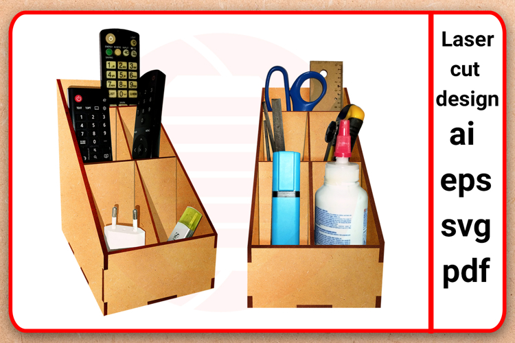 Laser cut Desk organizer SVG template woodwork DIY crafts example image 1