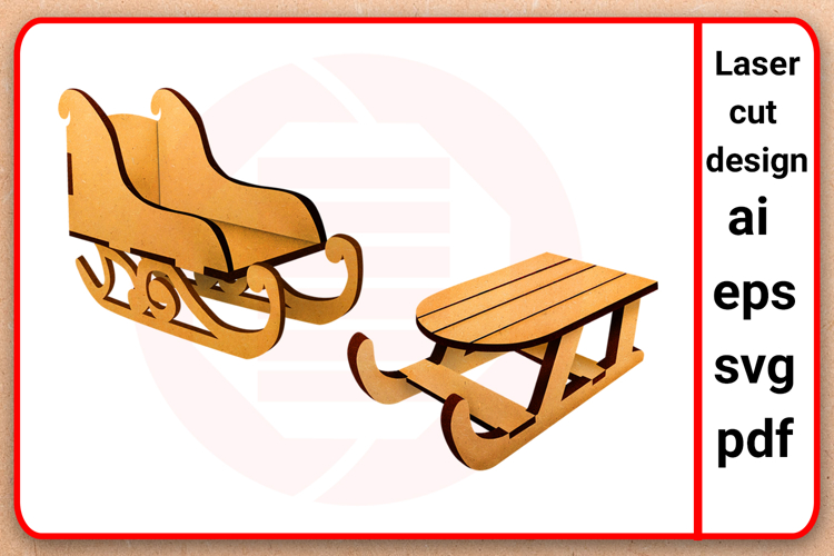 Laser cut SVG Sleigh Christmas decor template